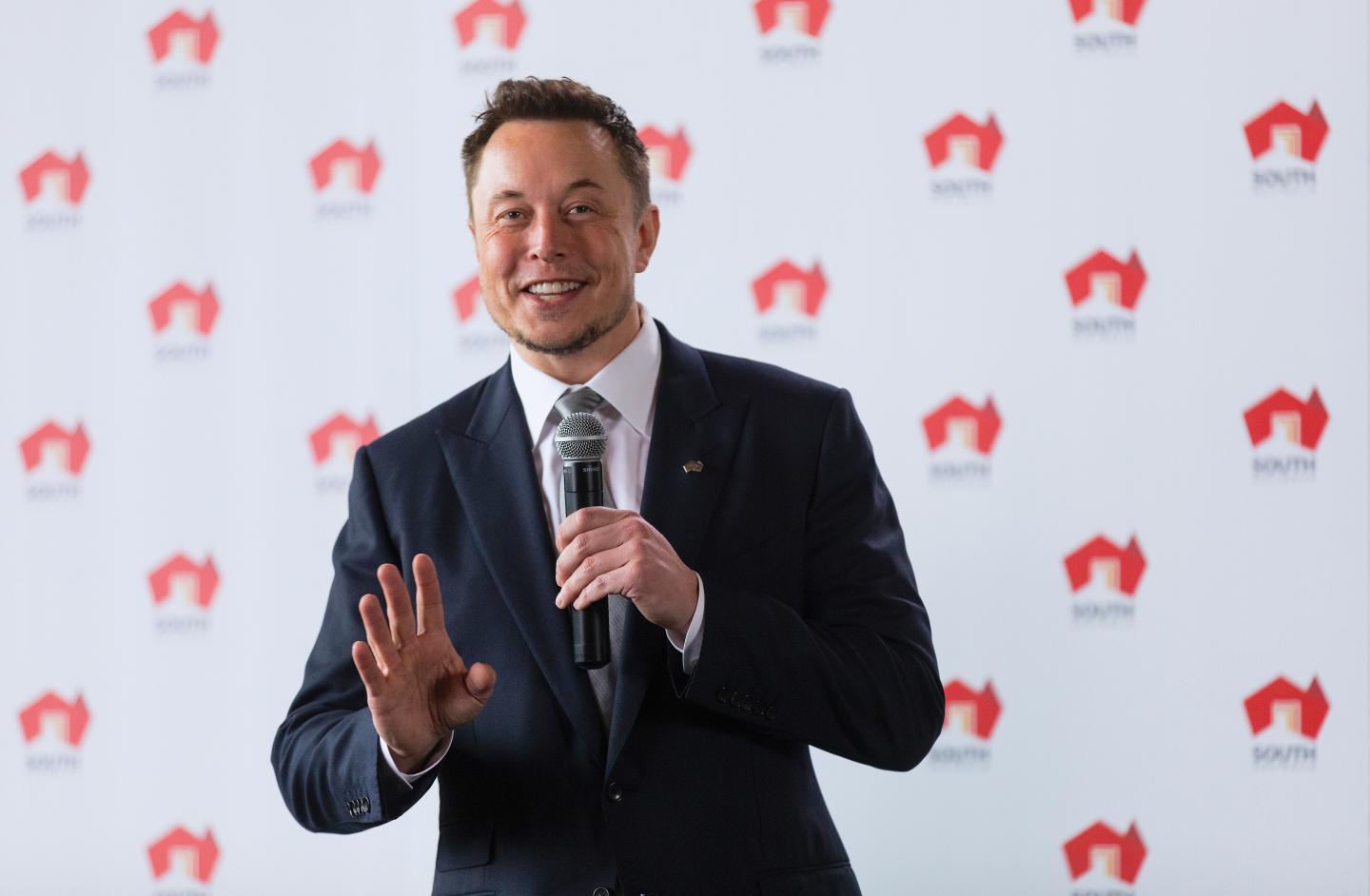 Tesla Chief Executive Officer Musk speaks during an official ceremony in Adelaide to announce that Tesla will install the world's largest grid-scale battery in the South Australian state