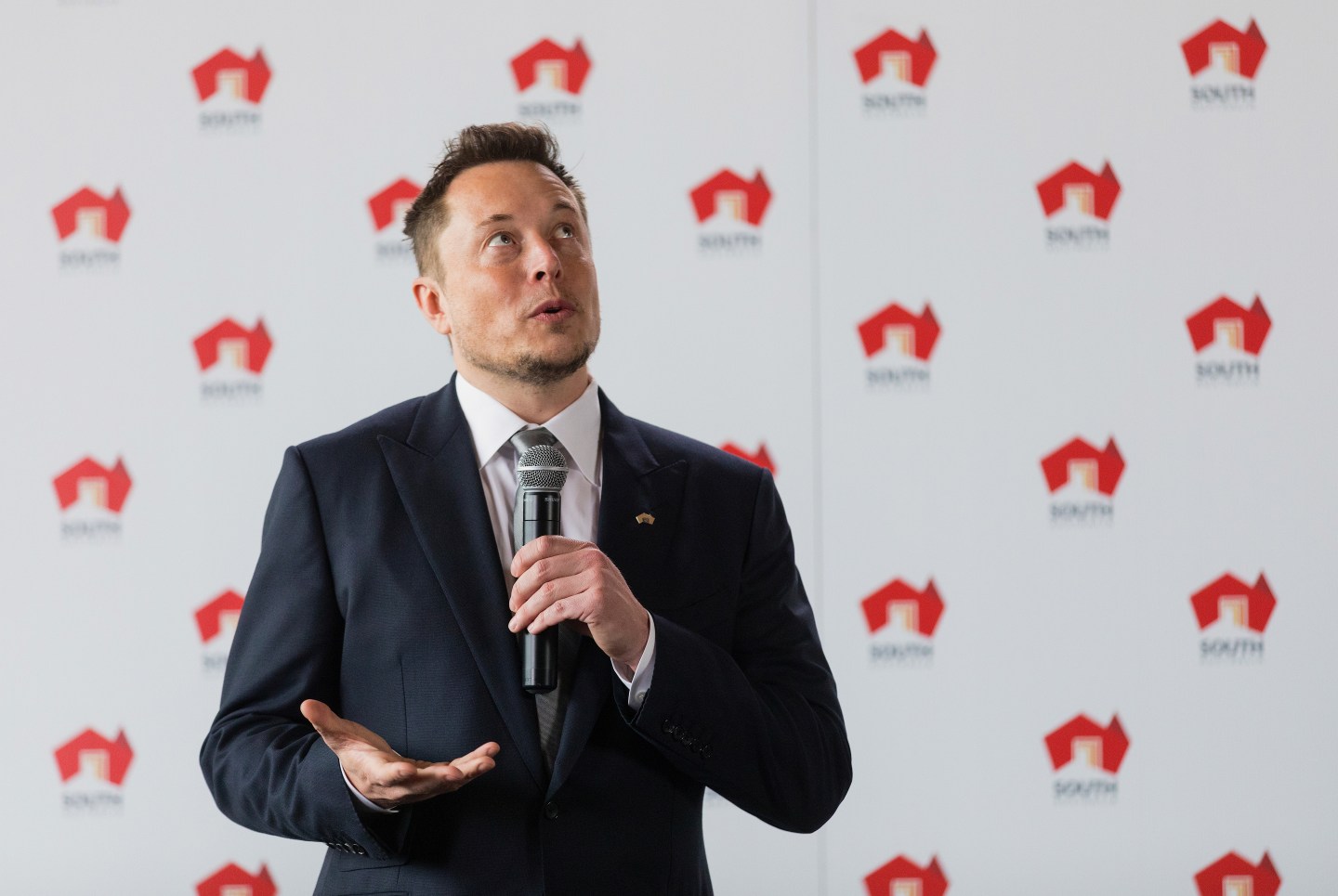Tesla Chief Executive Officer Musk speaks during an official ceremony in Adelaide