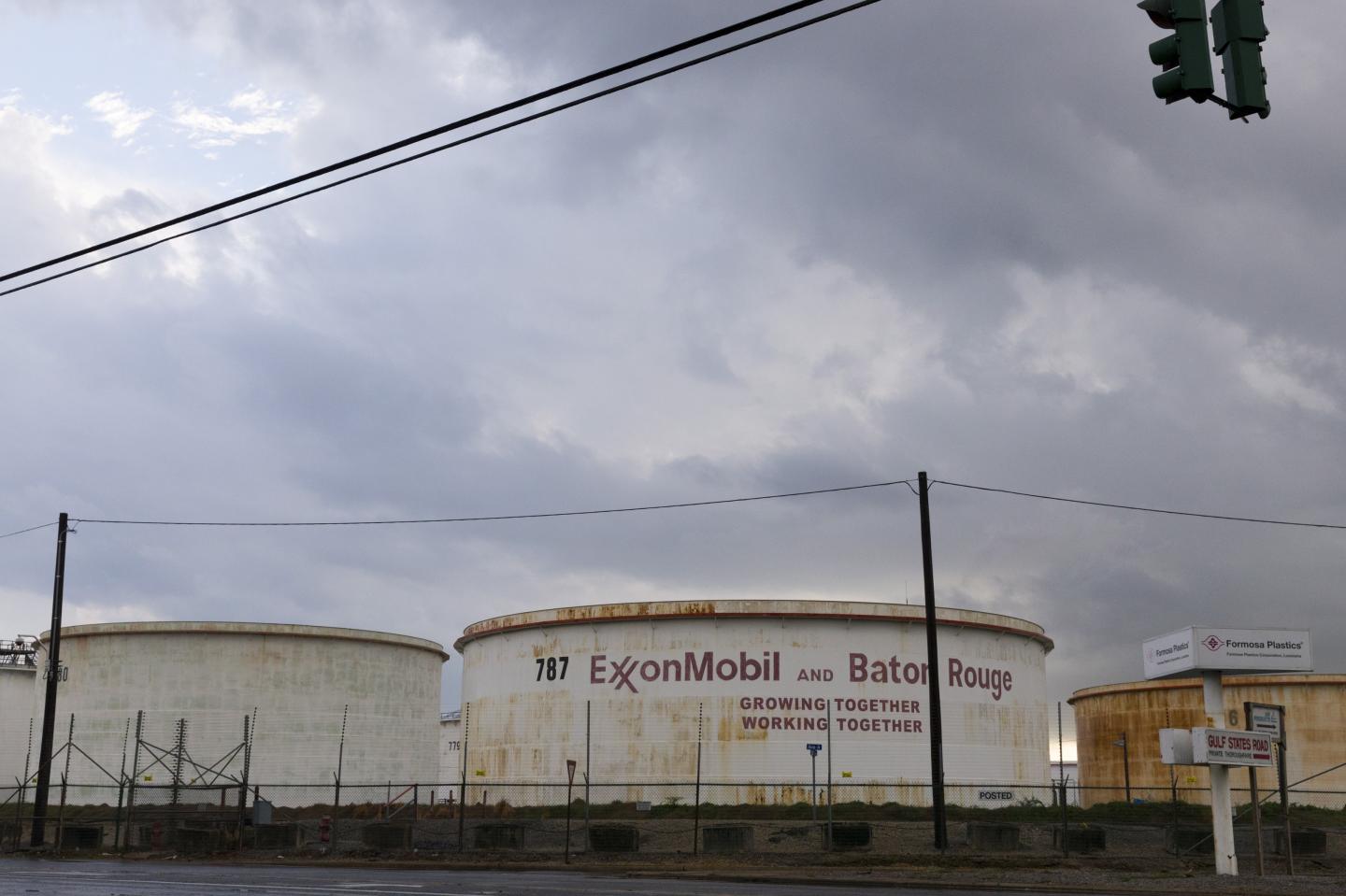 FILE PHOTO: Storage tanks are seen inside the Exxonmobil Baton Rouge Refinery in Baton Rouge
