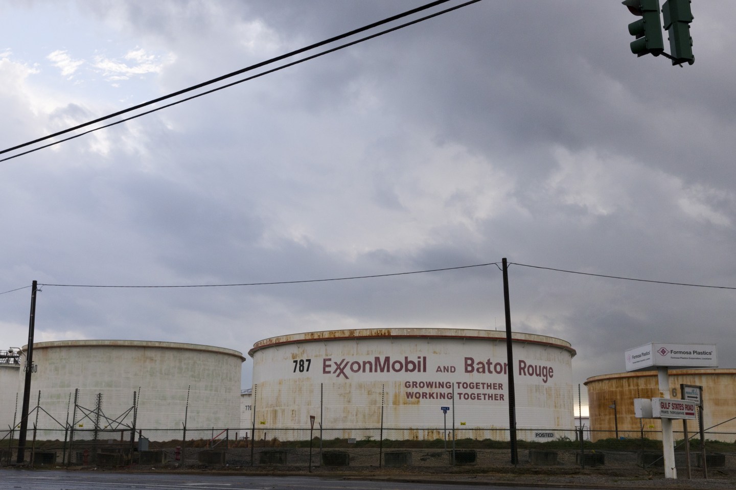 FILE PHOTO: Storage tanks are seen inside the Exxonmobil Baton Rouge Refinery in Baton Rouge
