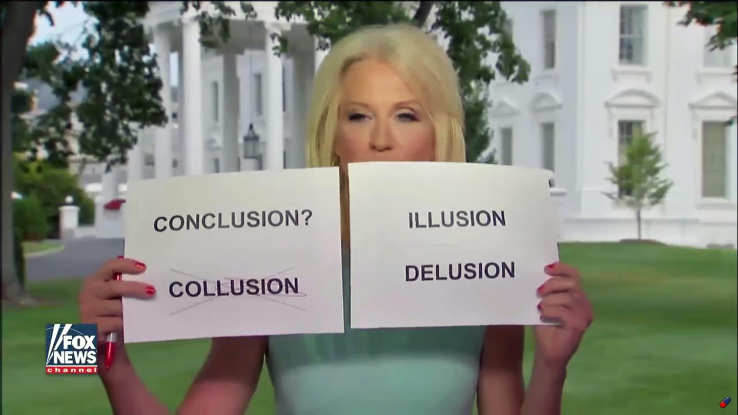 Kellyanne Conway Just Used Flashcards to Teach Americans about ‘Collusion Delusion’