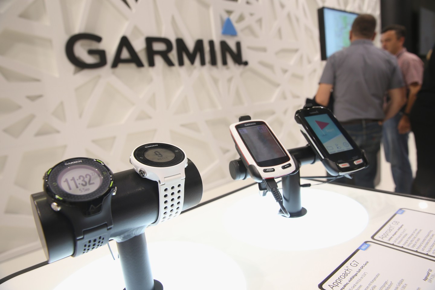 Garmin GPS devices designed for golfers on display.
