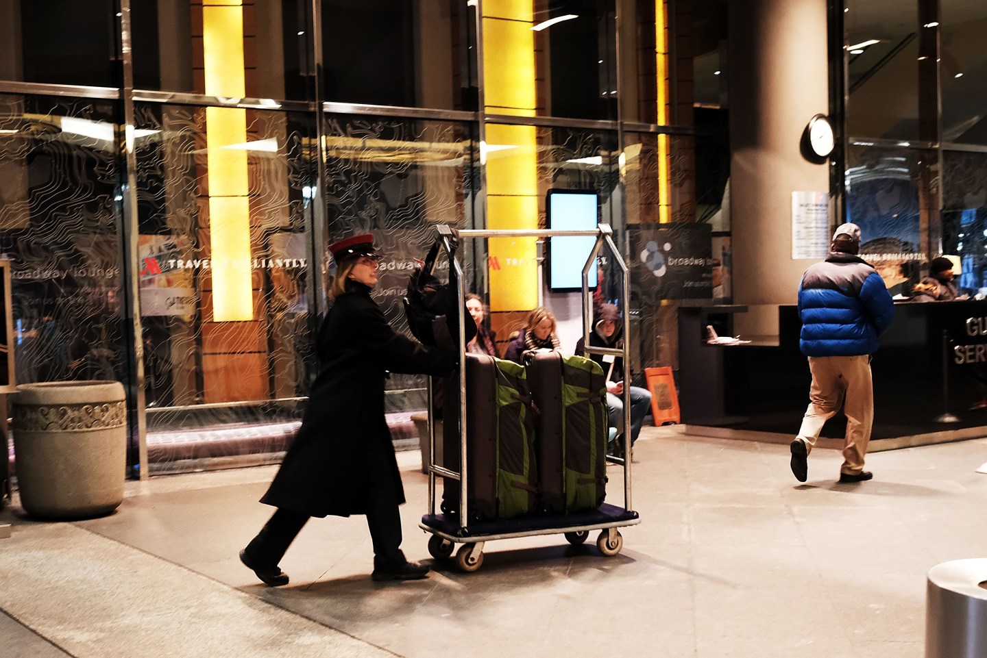 Marriott New York hotel lobby.