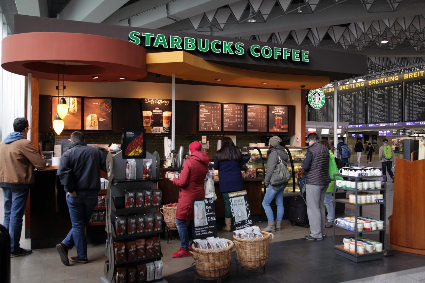 People queing up on coffee and snackbar