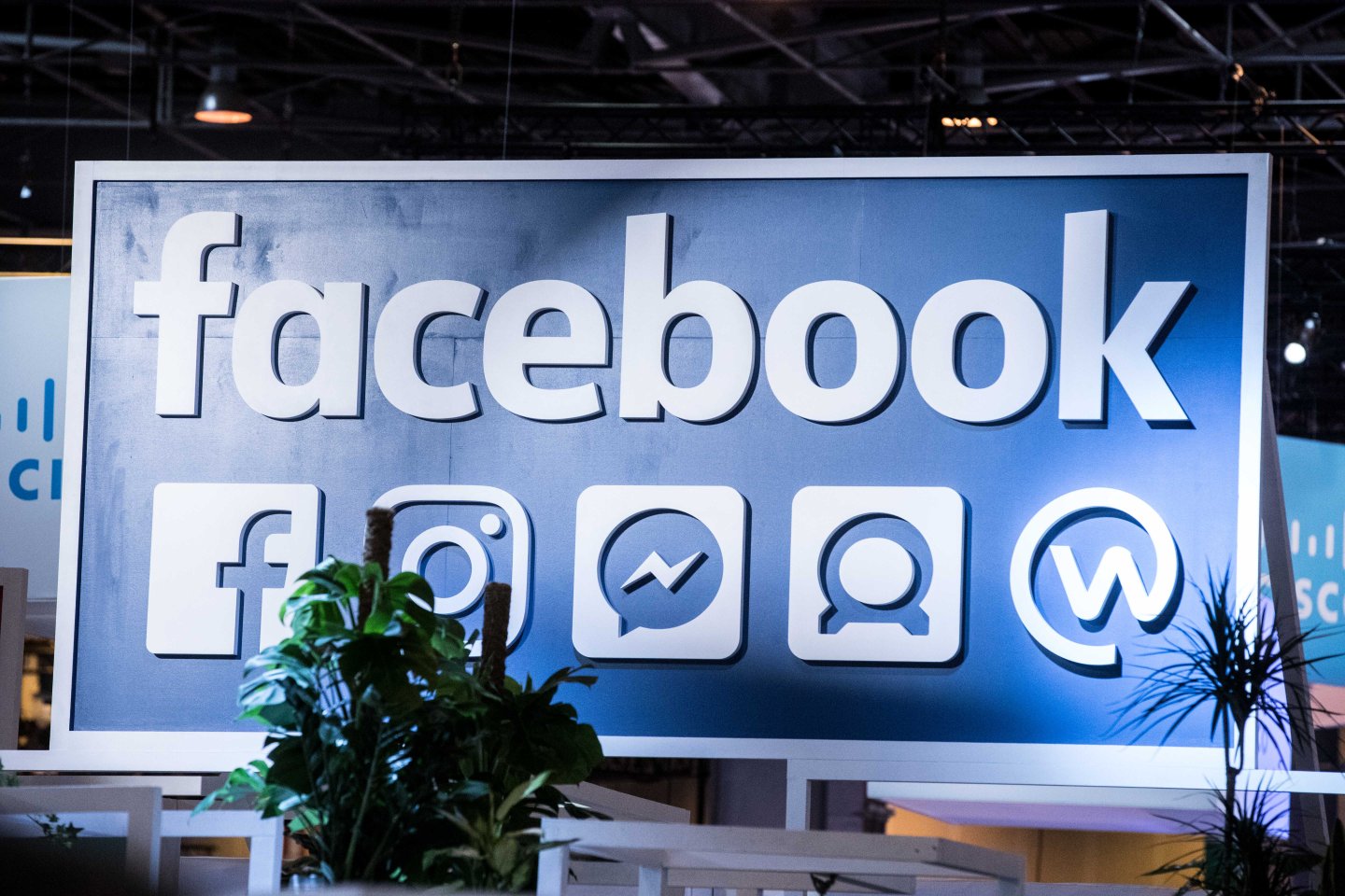 Facebook logo at Salon Viva Technology At Parc des Expositions in Paris.