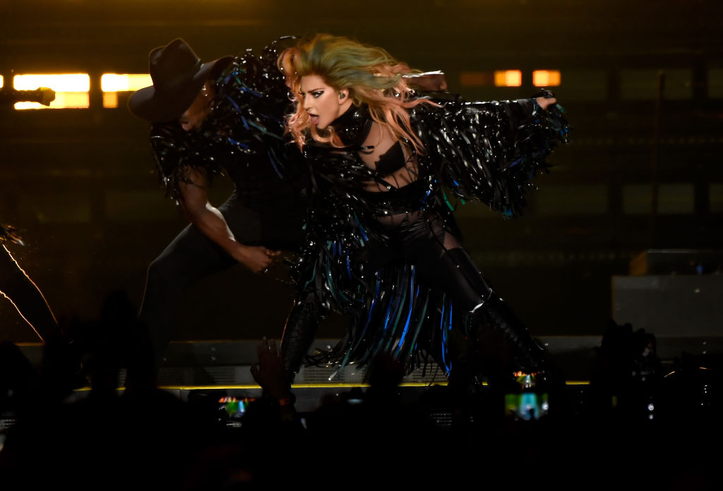 Lady Gaga performs onstage during the "Joanne" World Tour at The Forum on August 8, 2017 in Inglewood, California.
