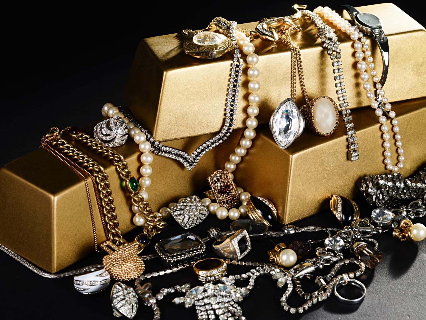 Jewelry and gold bars