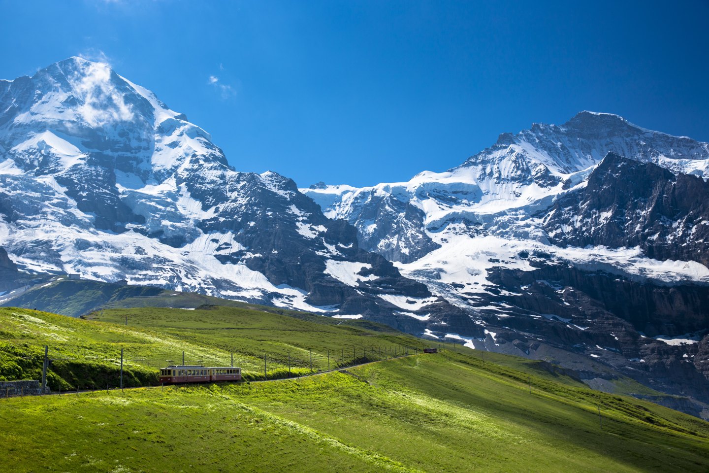 Jungfraubahn Cog Railway in Swiss Alps