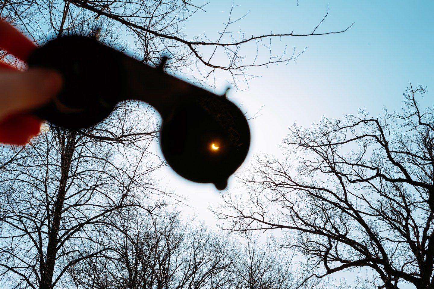 Real Solar Eclipse On March 20, 2015. Moon Covering Sun