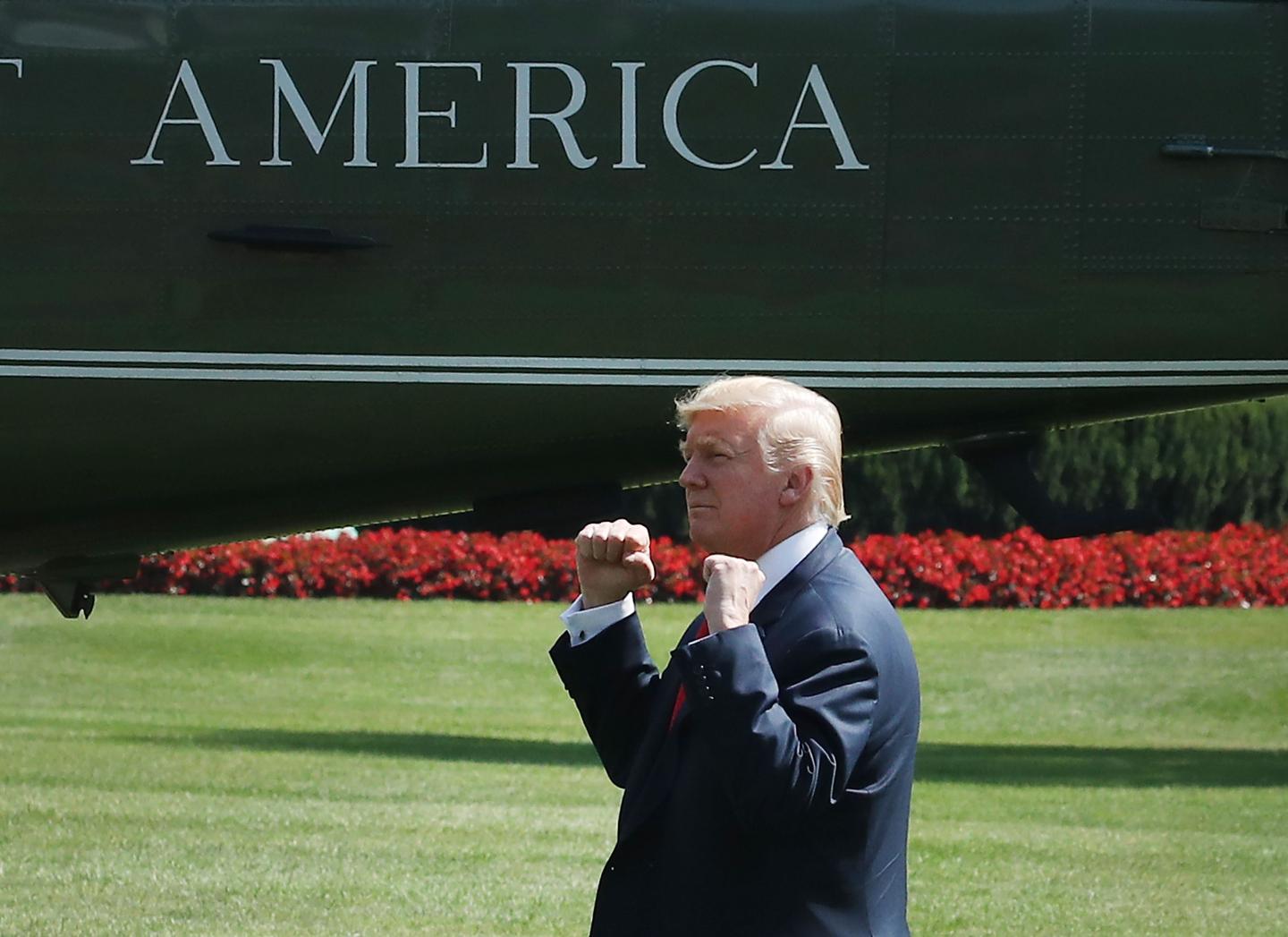 President Trump Departs White House For Bedminster, NJ Vacation