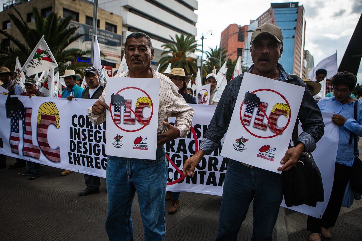 Protest against NAFTA negotiations in Mexico