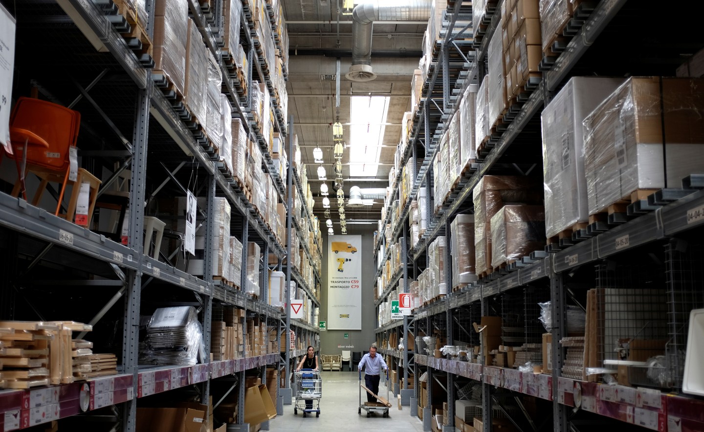 People are seen in an Ikea shop in a mall in Rome