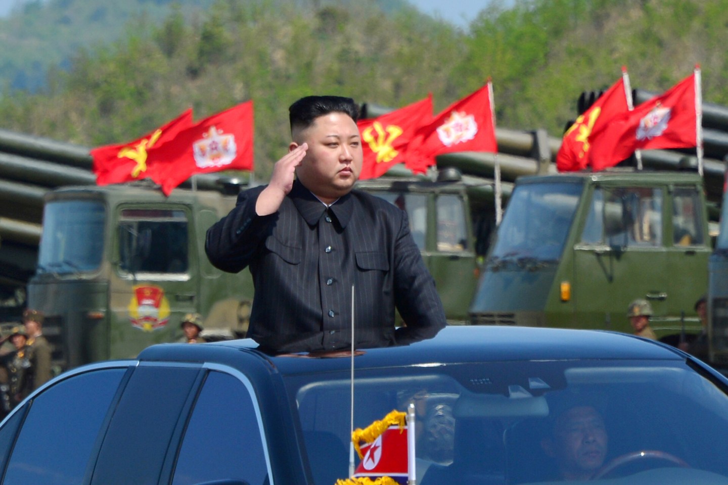 FILE PHOTO: North Korea's leader Kim Jong Un watches a military drill marking the 85th anniversary of the establishment of the Korean People's Army