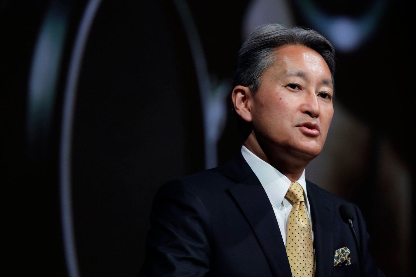 Kazuo Hirai, president and chief executive officer of Sony Corp., speaks during a news conference in Tokyo, Japan, on Tuesday, May 23, 2017.  Photographer: Kiyoshi Ota/Bloomberg