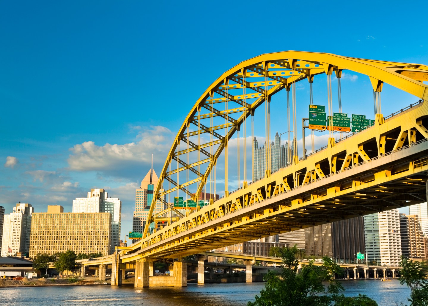 Pittsburgh's Fort Pitt Bridge Glowing in the Sunshine