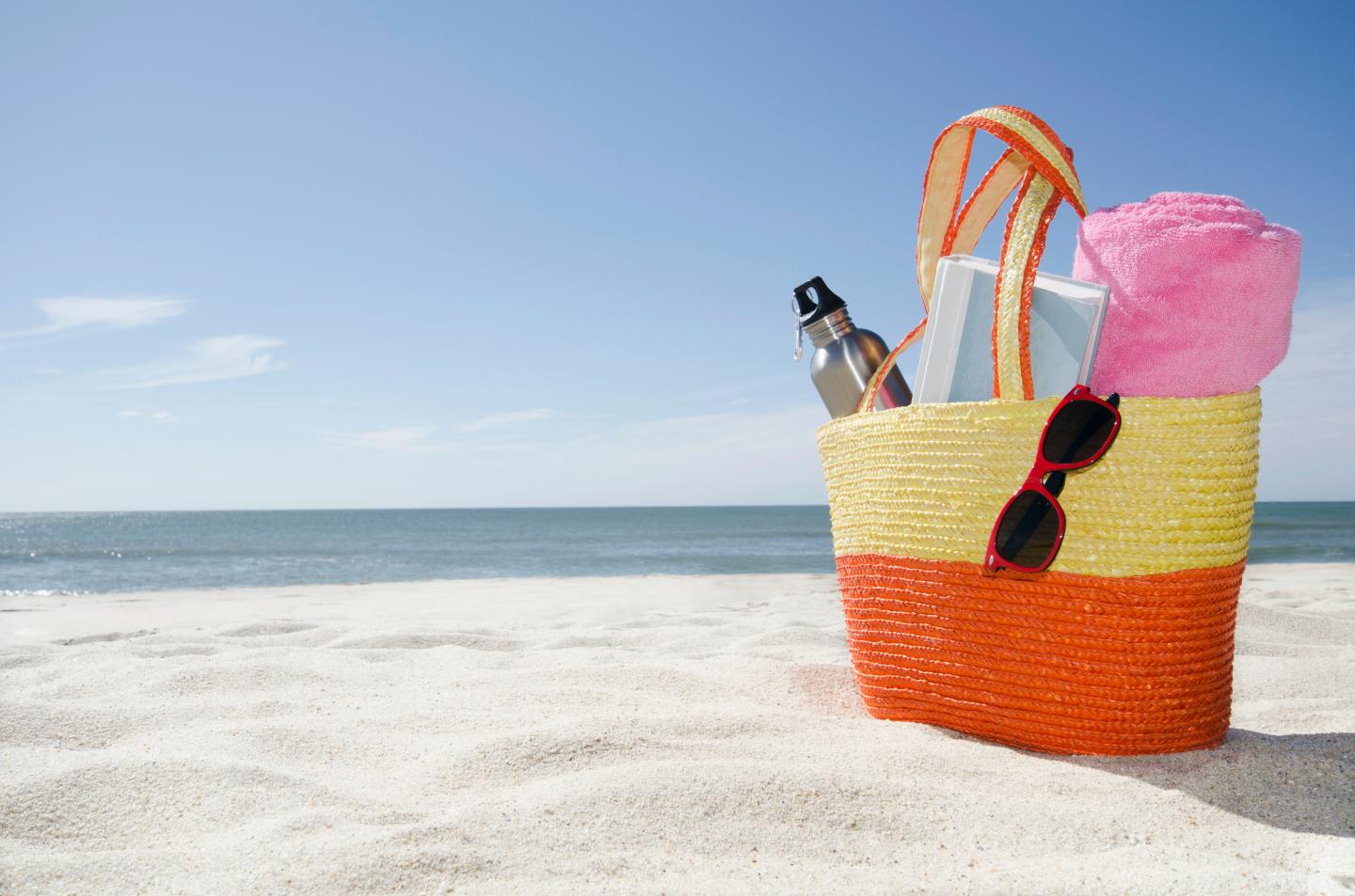 USA, Massachusetts, Nantucket, Beach bag with accessories