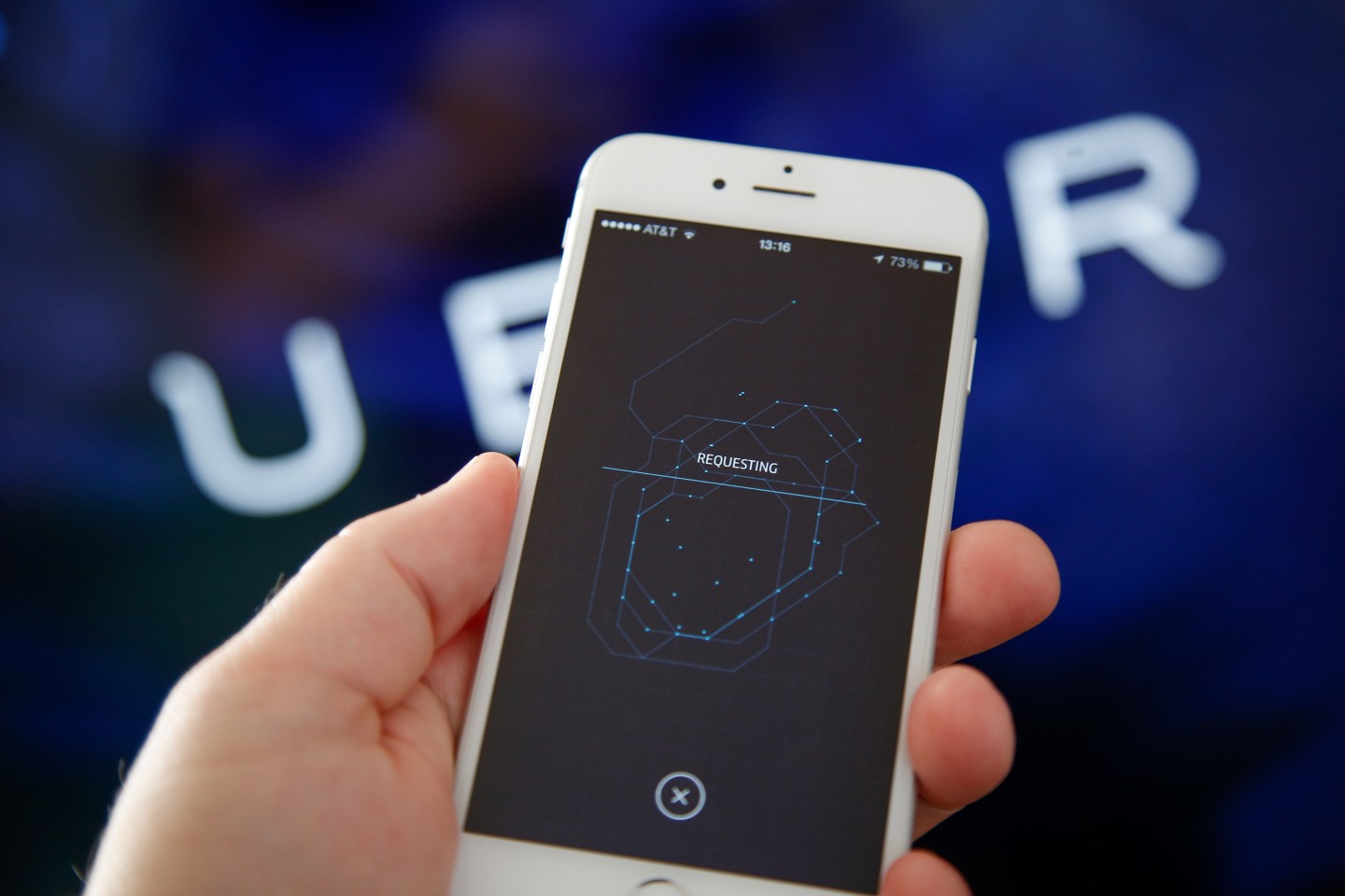 Uber app on an iPhone