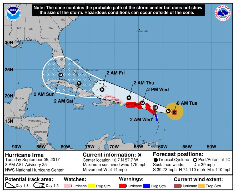 National Weather Service: Hurricane Irma path (Sep 5, 2017)