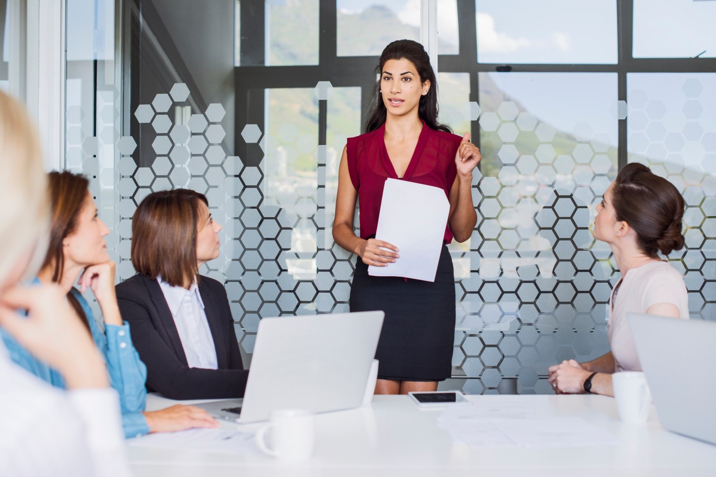 Businesswoman leading a meeting