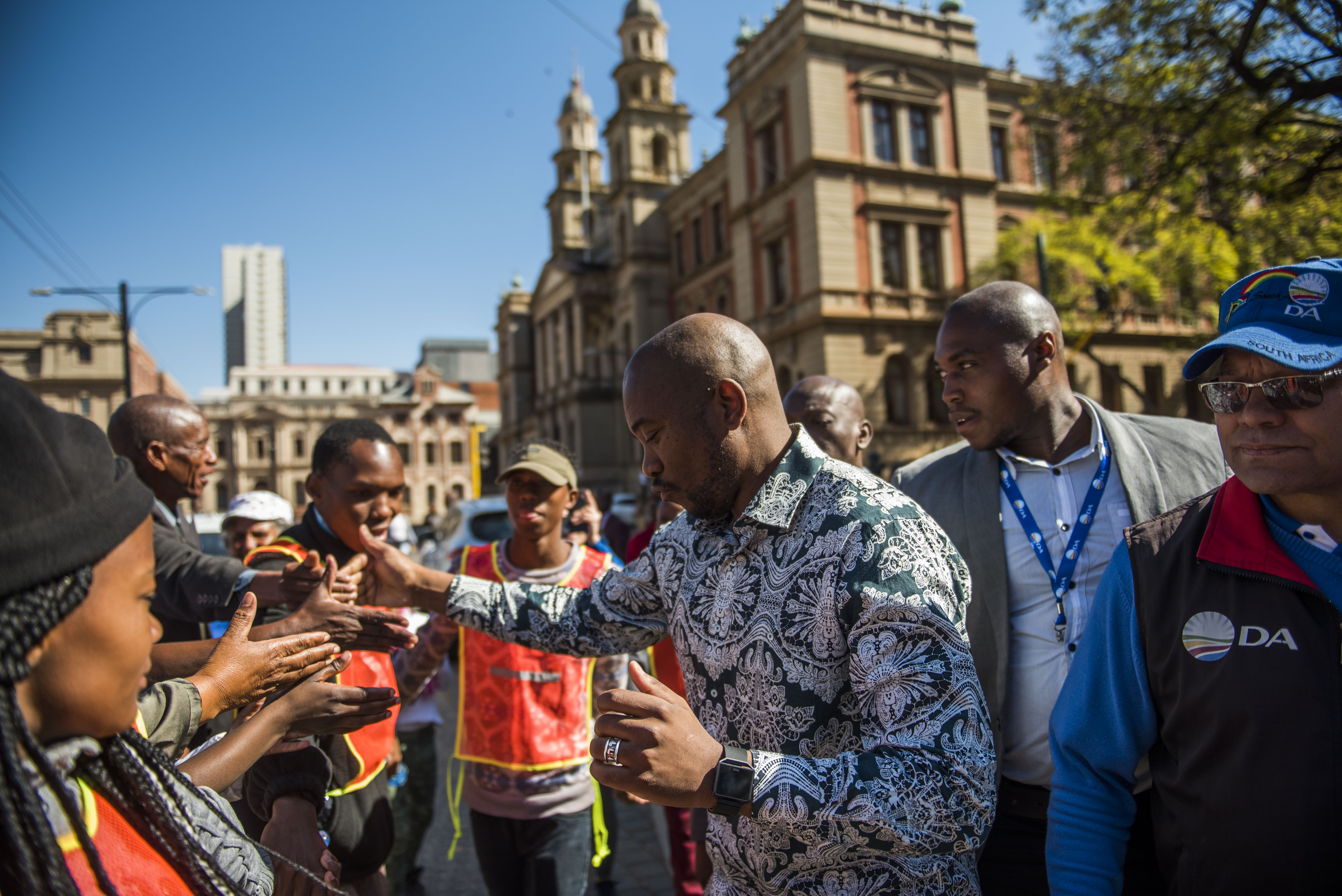 South African main Opposition Party Democratic Alliance marches to Treasury