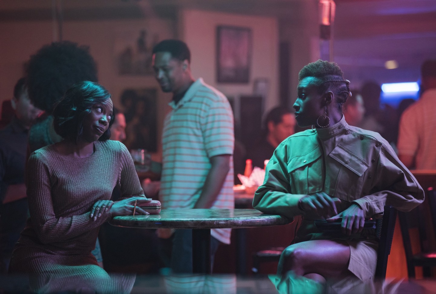 Yvonne Orji and Issa Rae in a scene as Molly and Issa in season two of the hit HBO series "Insecure."
