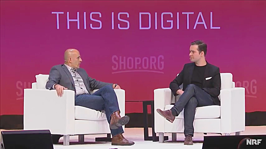 Walmart.com CEO Marc Lore and Fortune digital editor Andrew Nusca at the 2017 Shop.org conference in Los Angeles.