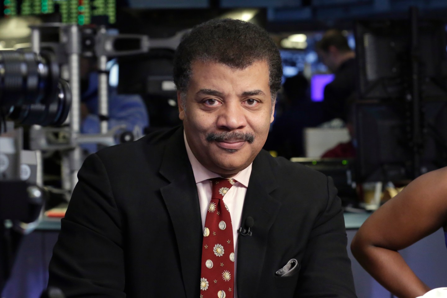 Astrophysicist, Neil deGrasse Tyson is interviewed on the floor of the New York Stock Exchange May 4, 2017.