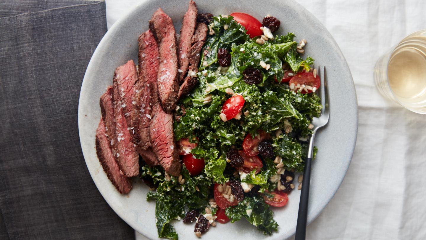Plated Steak and Kale Salad