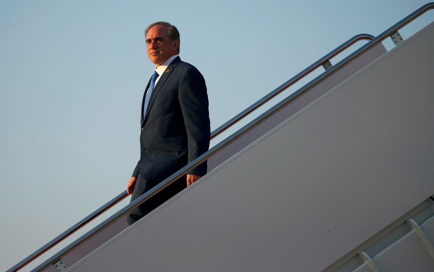 U.S. Secretary of Veterans Affairs David Shulkin walks from Air Force One at Joint Base Andrews, Maryland
