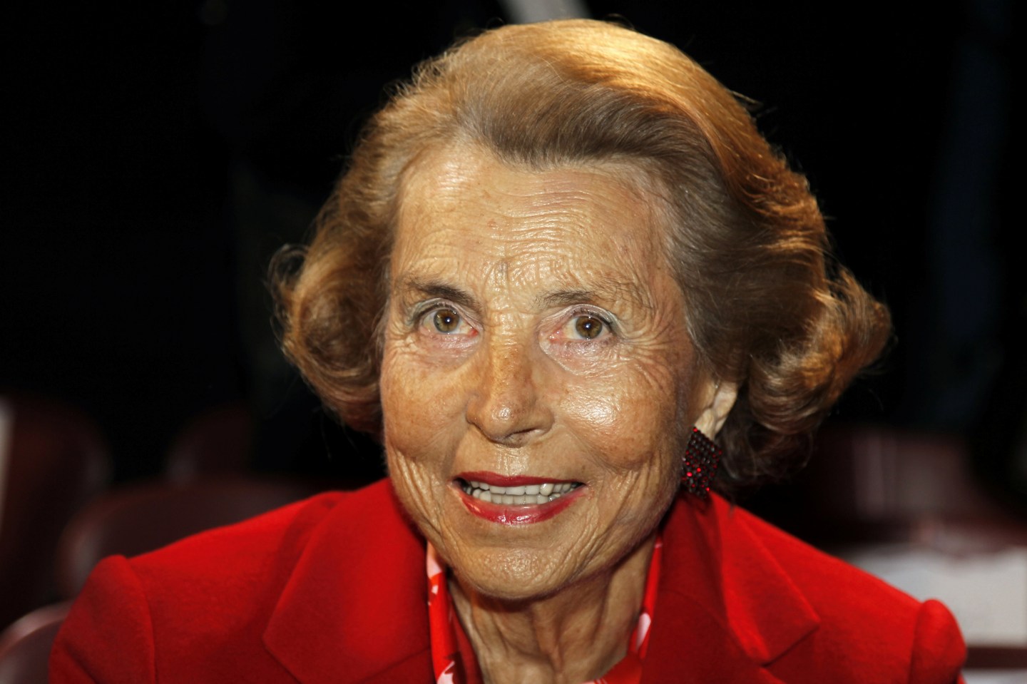 FILE PHOTO: Liliane Bettencourt, heiress to the L'Oreal fortune, attends French designer Franck Sorbier's Haute Couture Spring-Summer 2011 fashion show in Paris