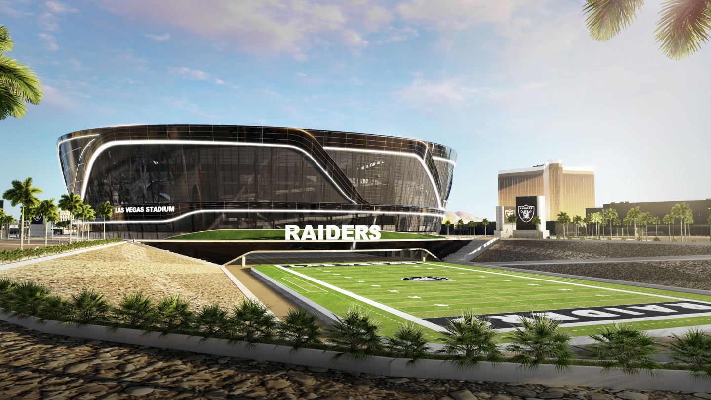 A rendering of the proposed Las Vegas Stadium for the Raiders NFL team.