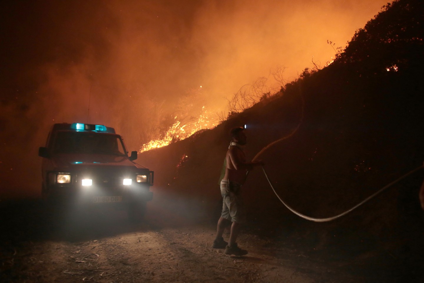Forest fire in Serra de Bouro district of Leiria north of Lisbon