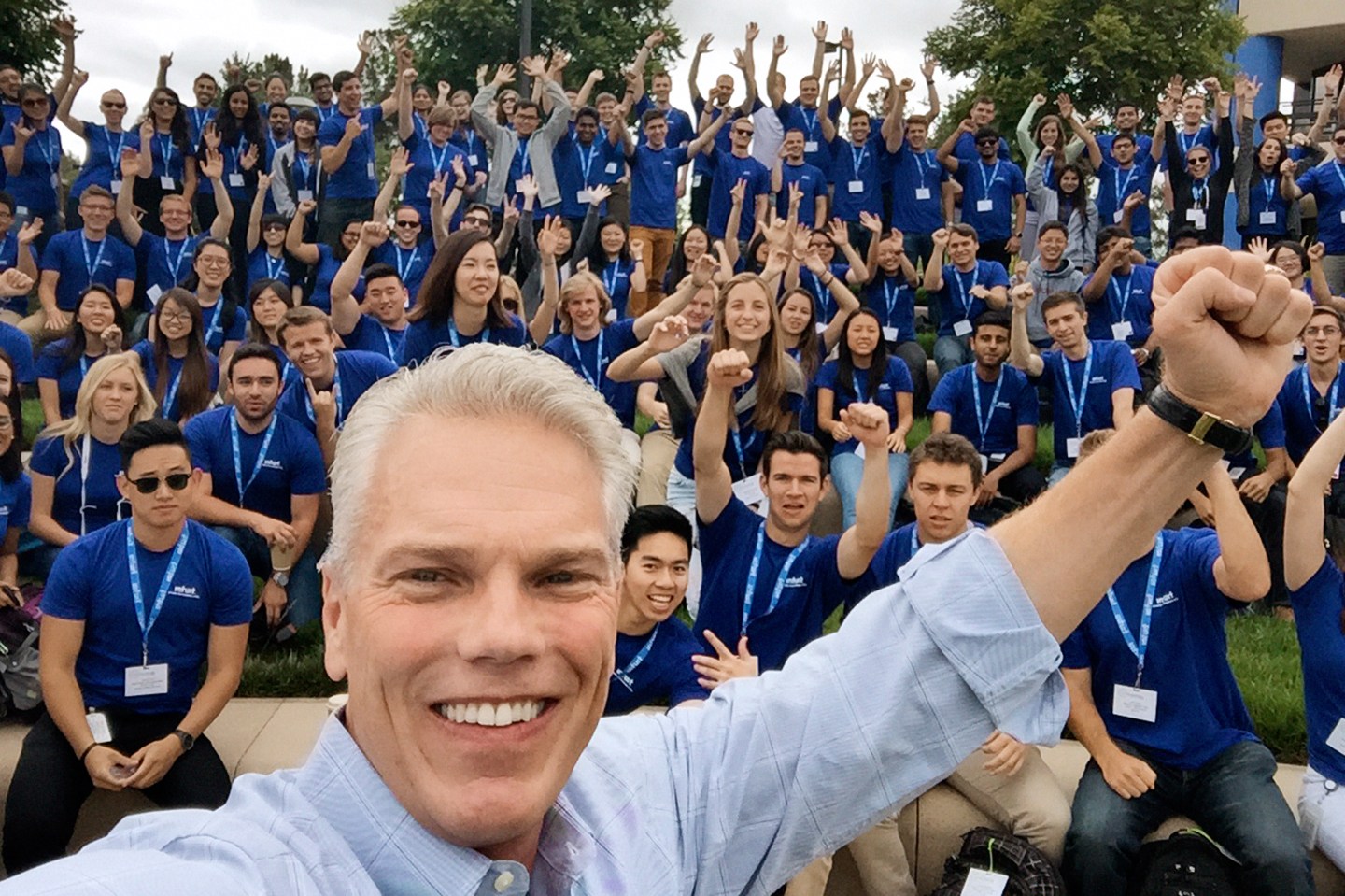 Intuit CEO Brad Smith with summer interns.