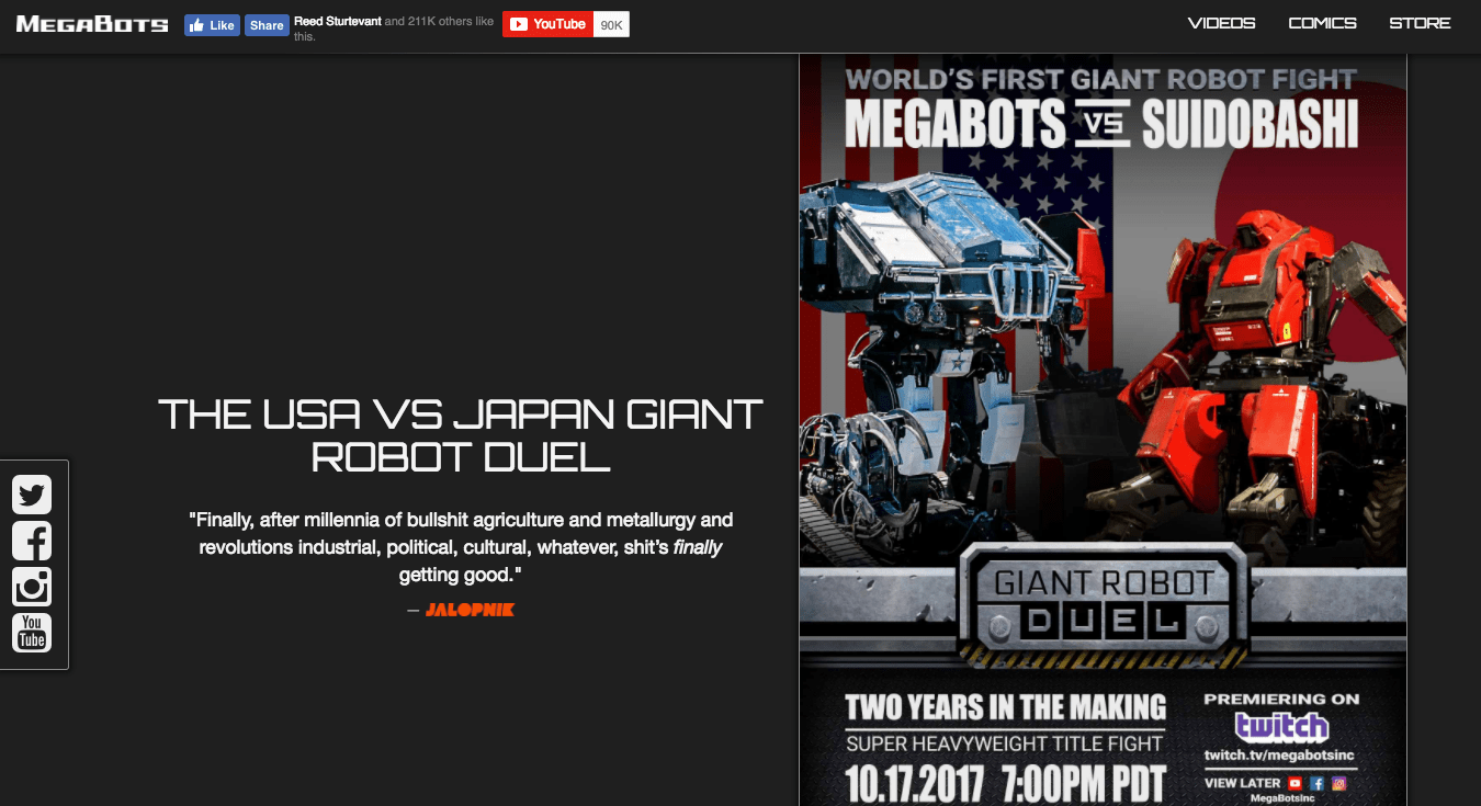 MegaBots: Watch Two Giant Robots Fight to the Death on Amazon’s Twitch TV
