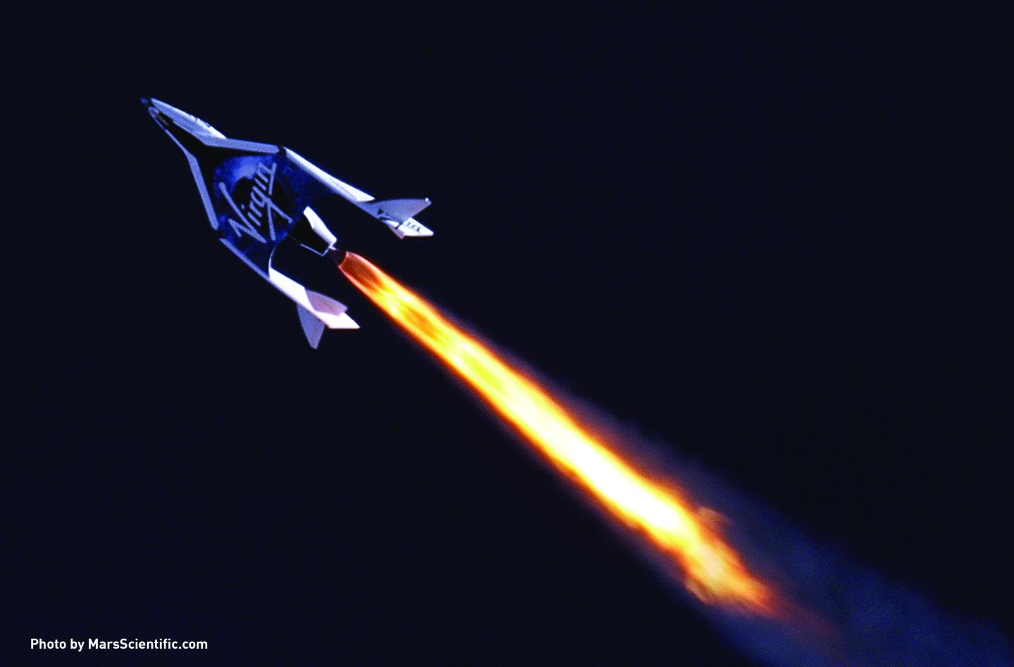 Virgin Galactic's first SpaceShipTwo during its first supersonic powered flight