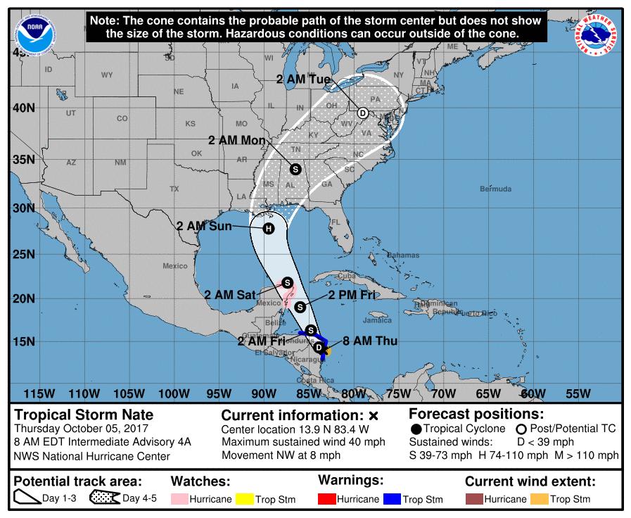 Tropical Storm Nate Oct 5, 2017 8am