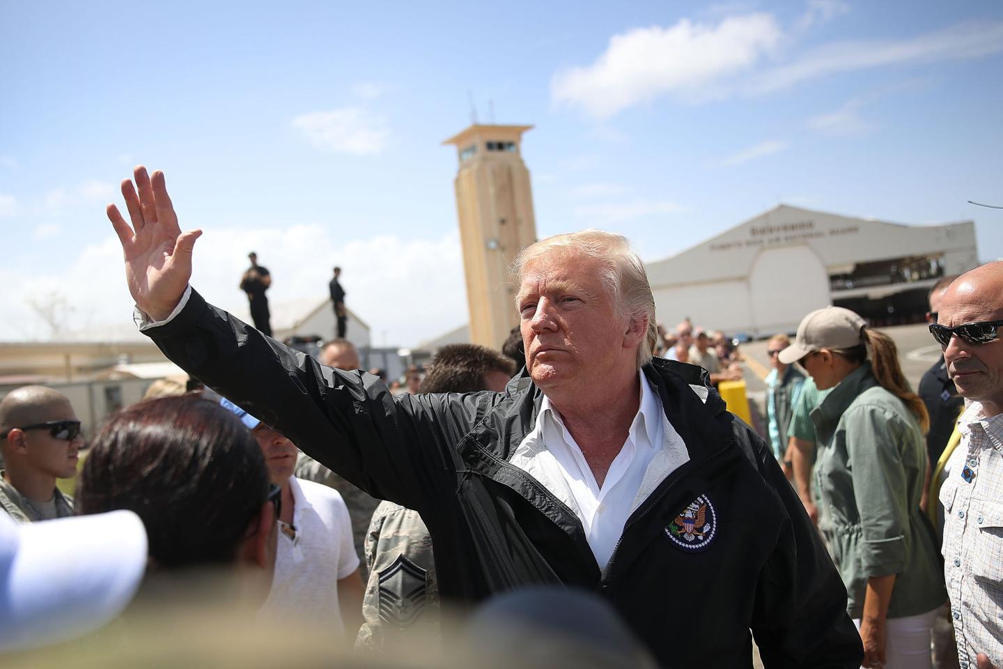 President Trump Arrives In Puerto Rico In Aftermath Of Hurricane Maria Devastating The Island