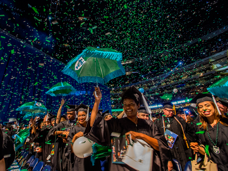 Tulane college students at a graduation ceremony