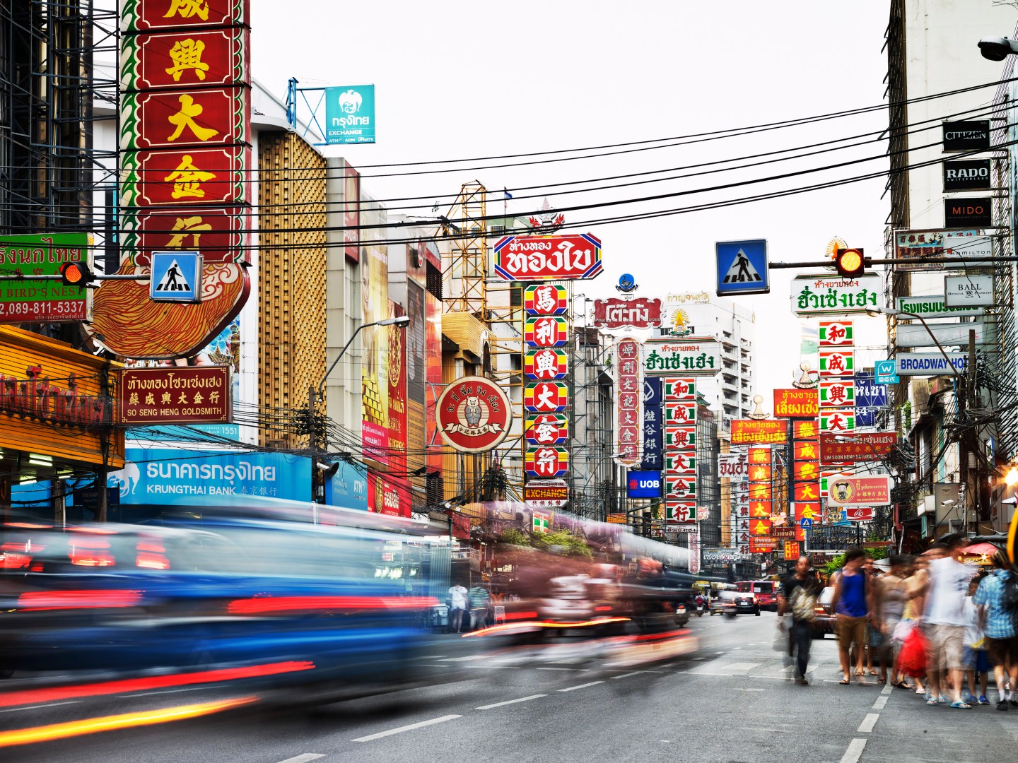 Bustling street of China Town in Bangkok