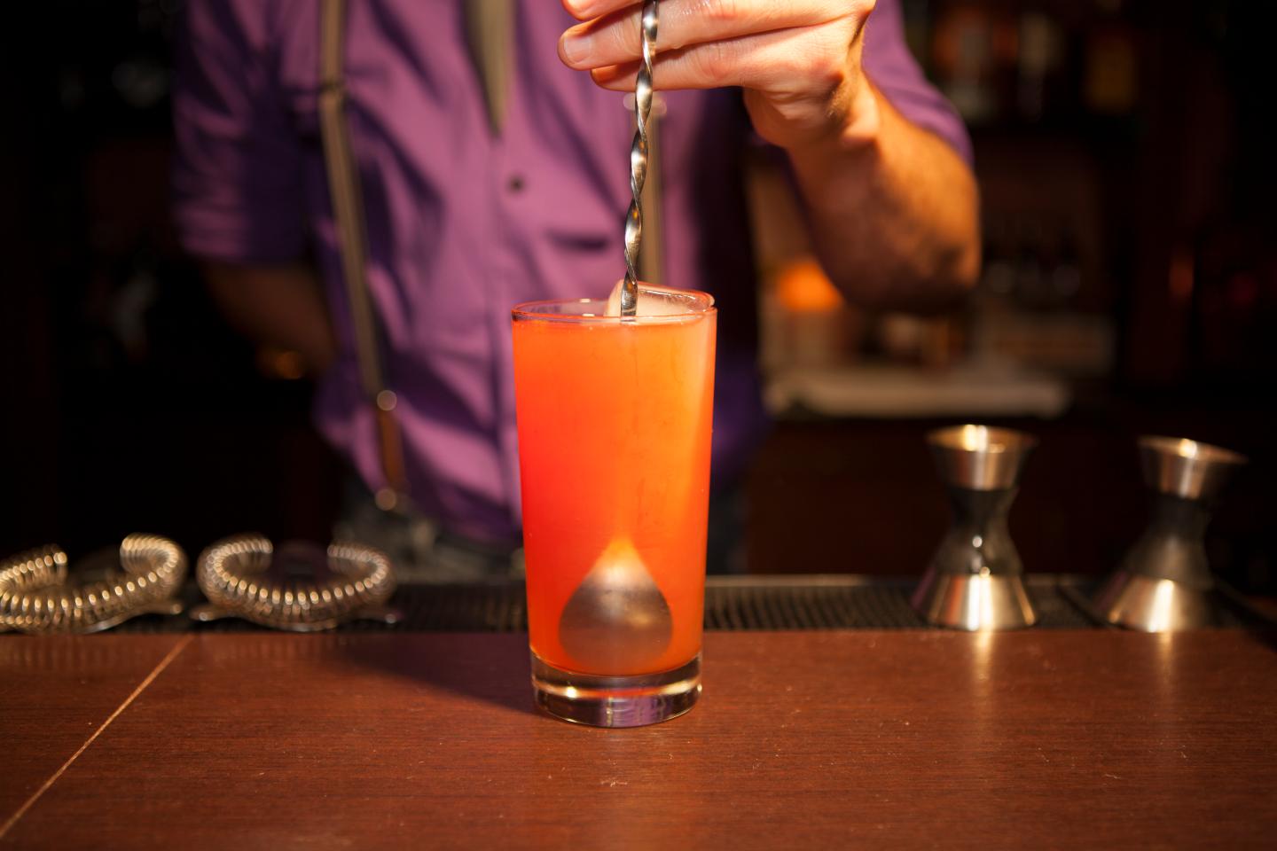 Cocktail on Bar with Stirrer