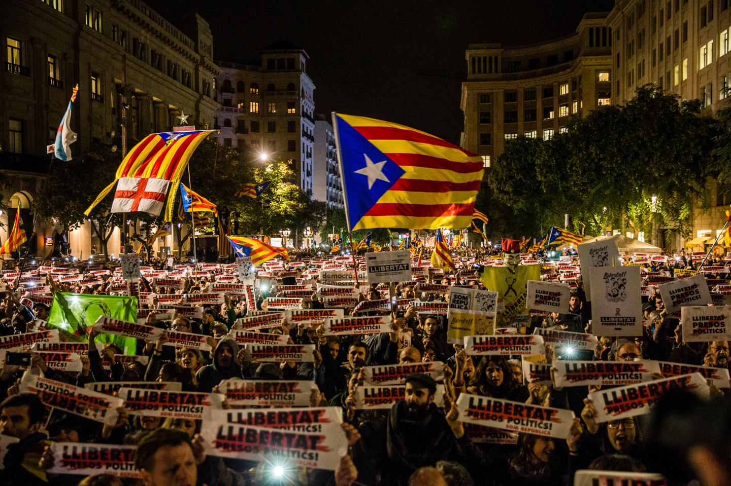 Regional Strike Takes Place Against The Prison Detention Of The Ousted Catalonian Government