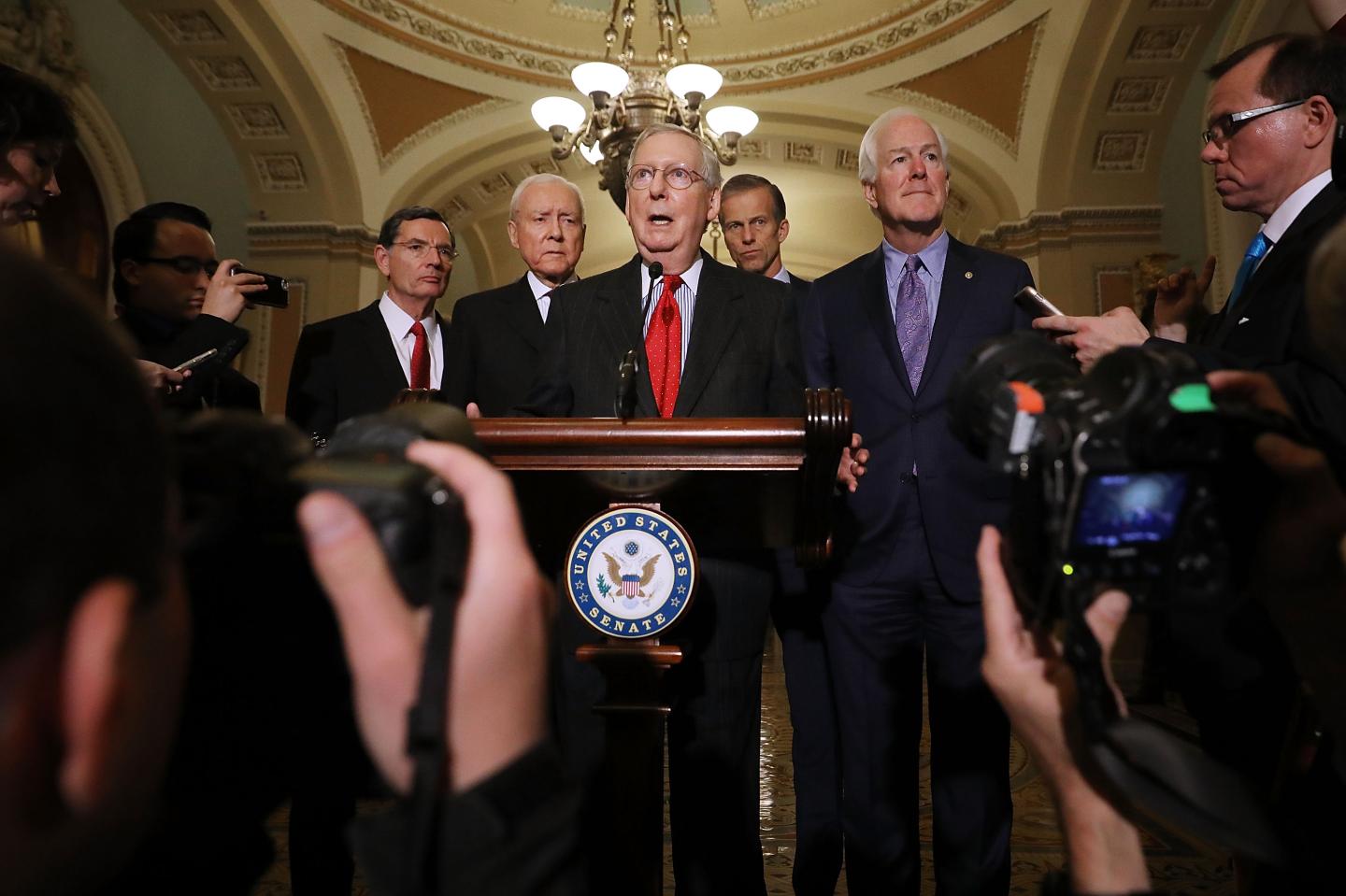 Senate Leaders Speak To Press After Party Policy Luncheons