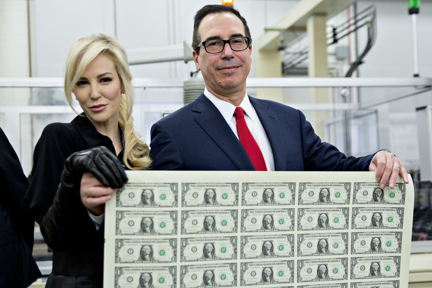 Treasury Secretary Mnuchin Views Production Of Currency Bearing His Signature