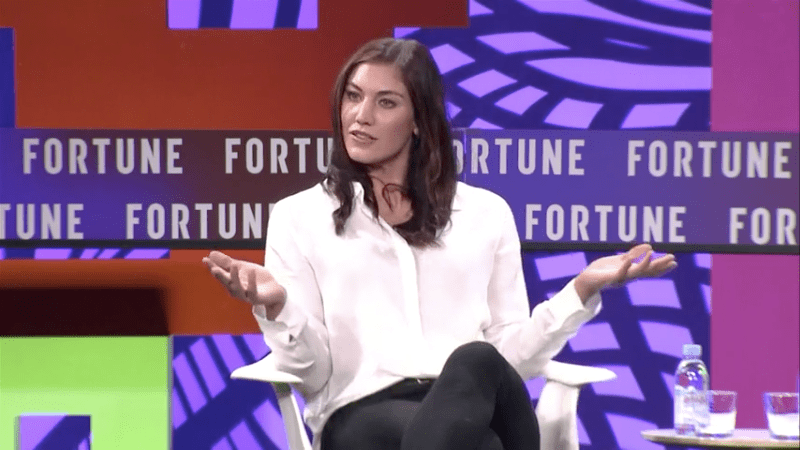 American soccer star and Olympic medalist Hope Solo speaking at the 2017 Fortune Most Powerful Women Next Gen Summit in Laguna Niguel, Calif.