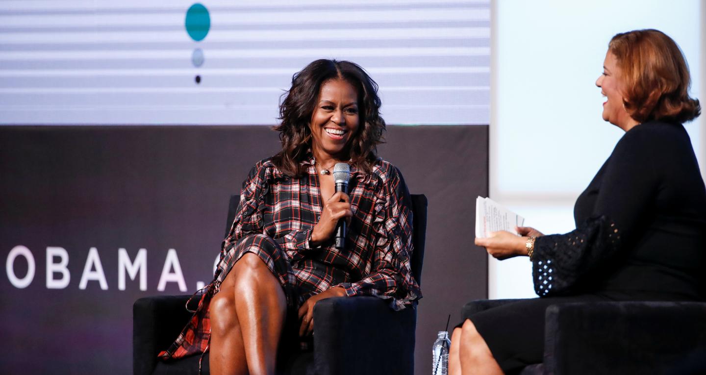 Former First lady Michelle Obama speaks during the second day of the first Obama Foundation Summit in Chicago