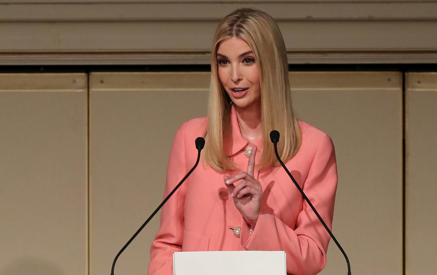 Ivanka Trump, the daughter and assistant to President Donald Trump, delivers a speech at World Assembly for Women in Tokyo