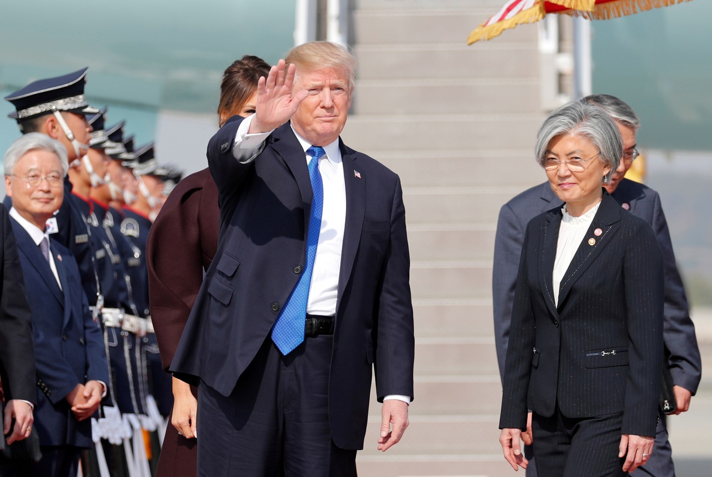 U.S. President Donald Trump and first lady Melania arrive in Seoul, South Korea