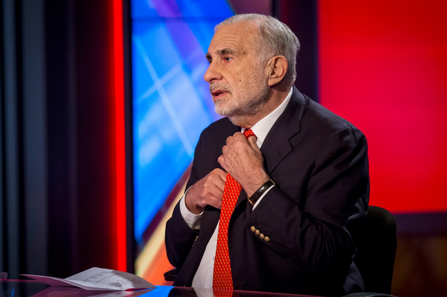 Carl Icahn gives an interview on FOX Business Network's Neil Cavuto show in New York