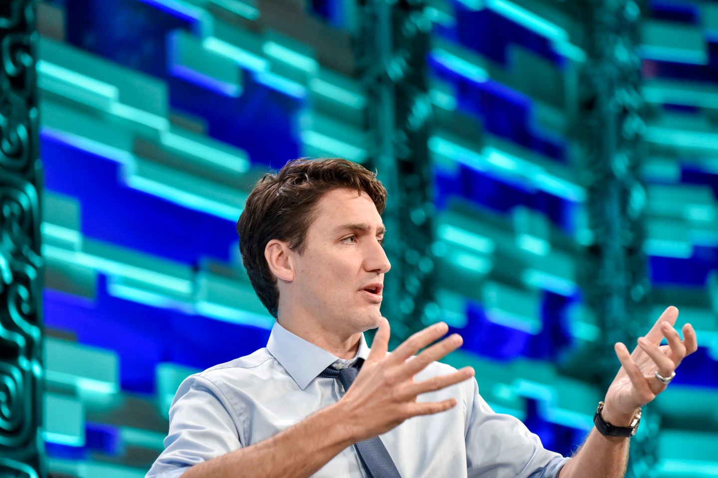 Justin Trudeau, Prime Minister of Canada, speaks at the Coins2Day Global Forum 2017.