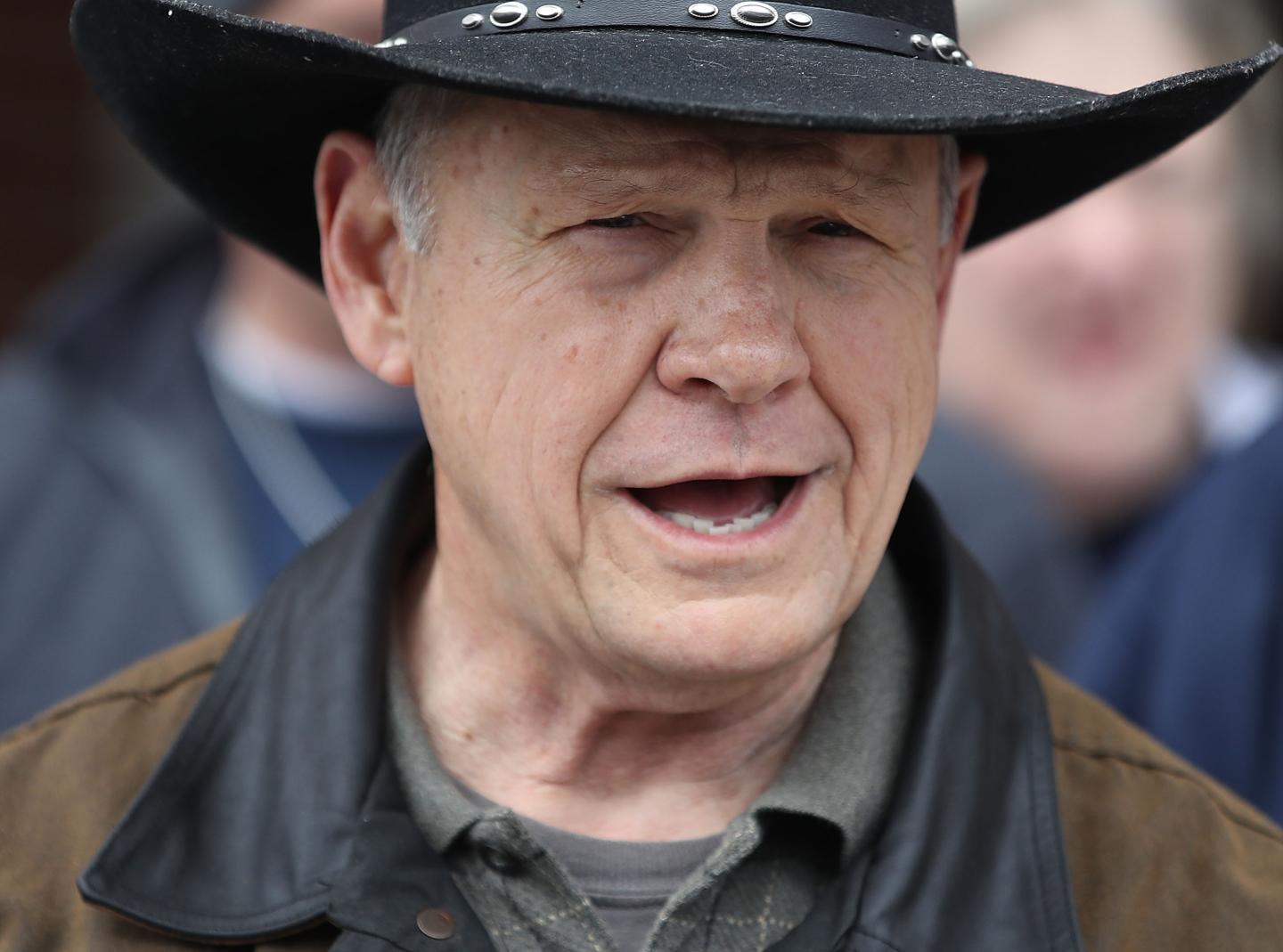 GOP Senate Candidate Judge Roy Moore Arrives At Polling Station To Vote By Horseback